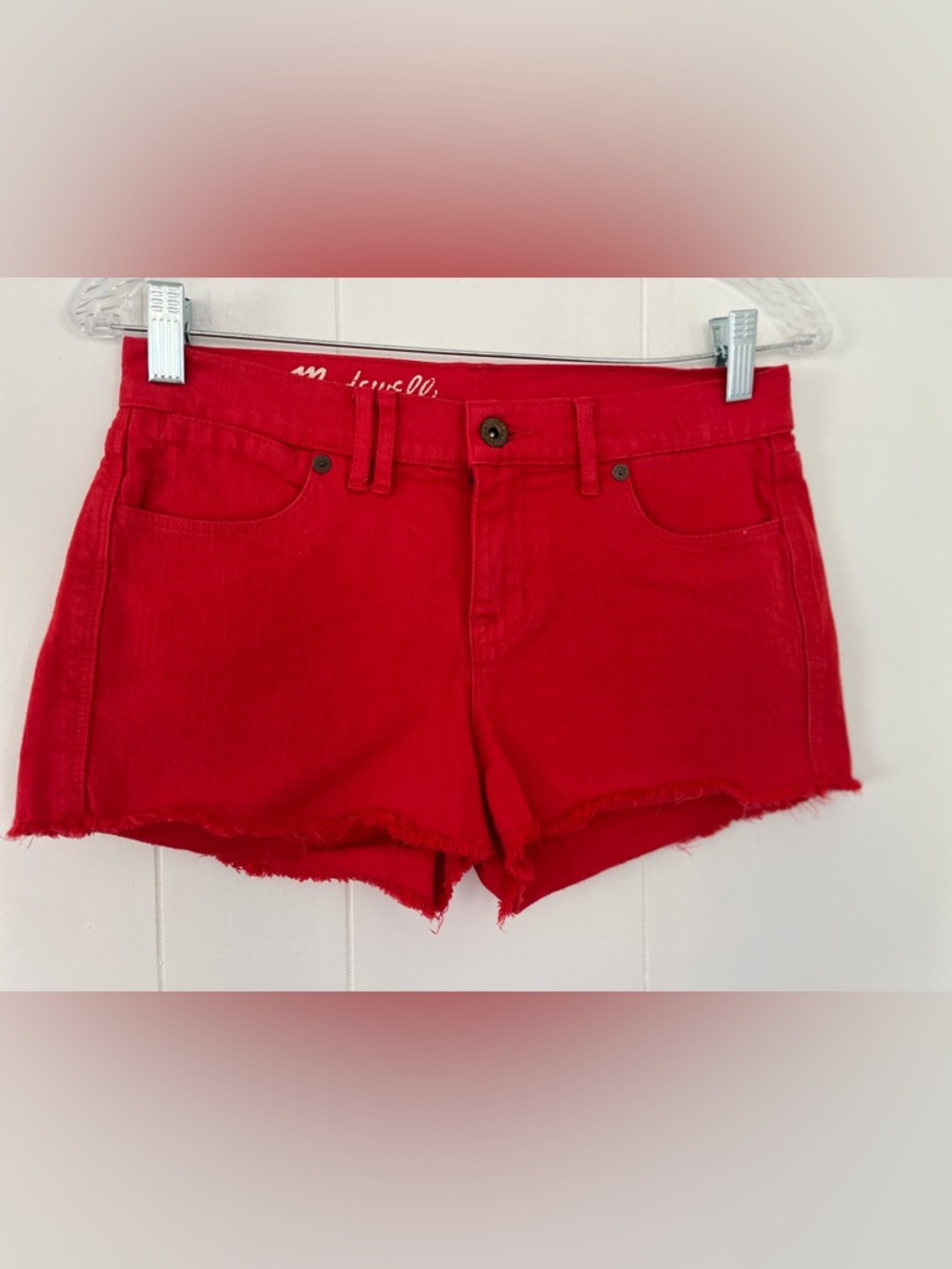 Madewell Red Denim Shorts Scarborough Red Size 26